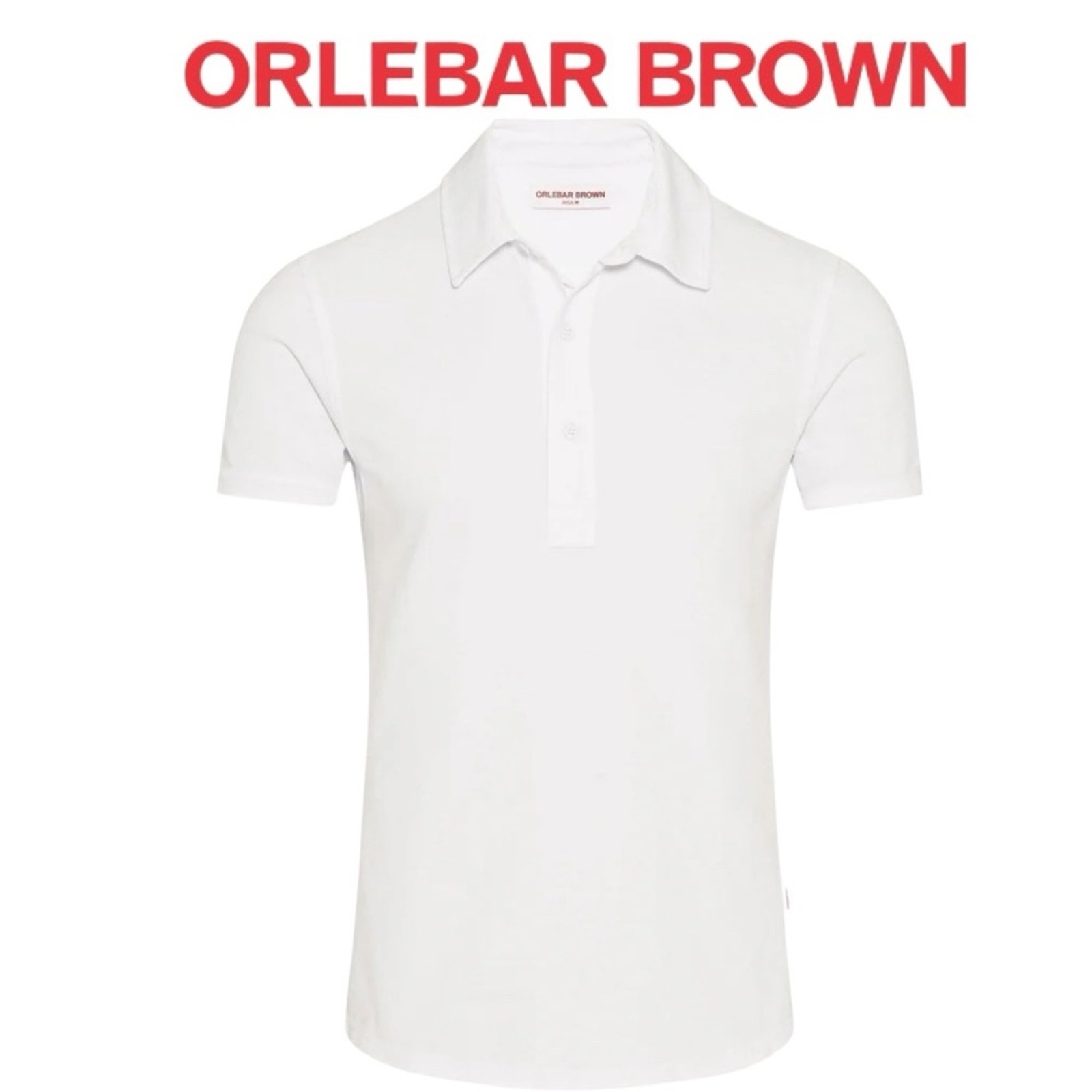 Orlebar Brown Cotton Polo Textured Button Down Men White Size Large